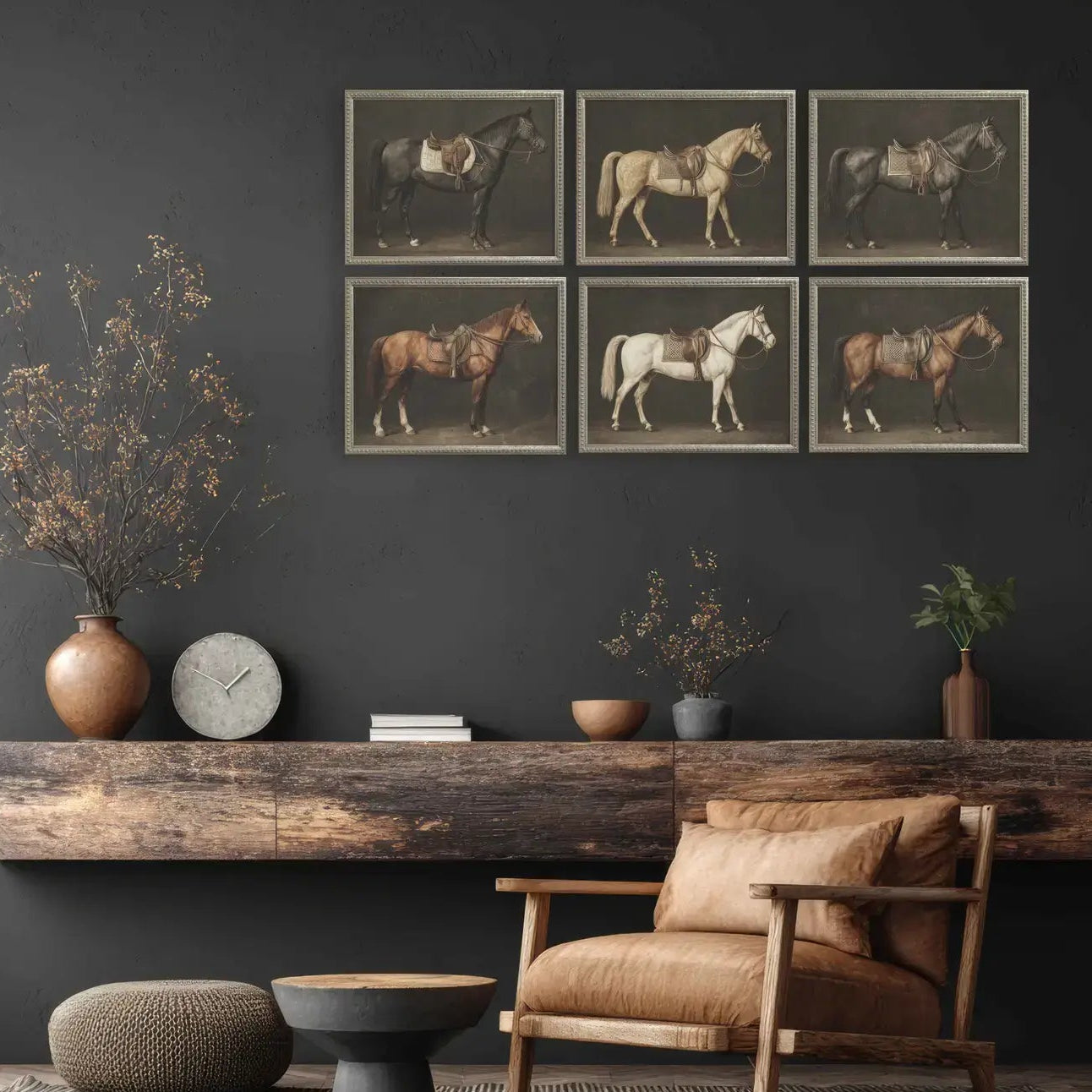 Silver Bead Horse Gallery Frame Art Set