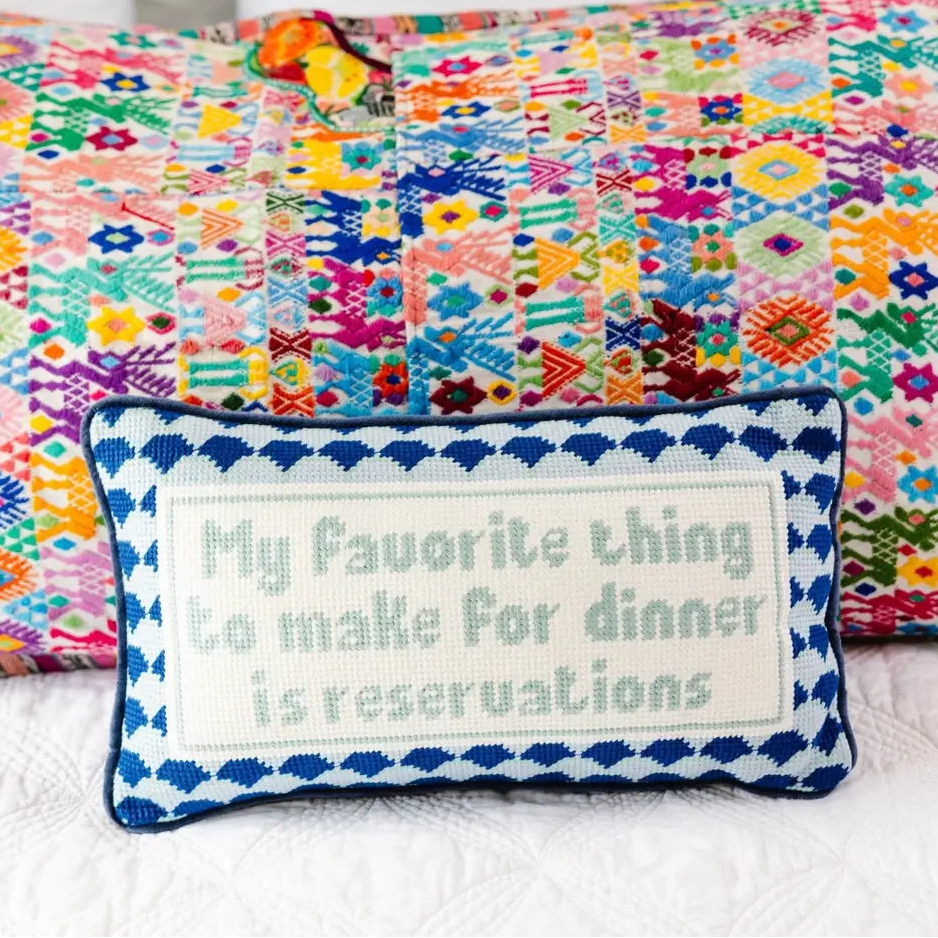 Reservations Needlepoint Pillow
