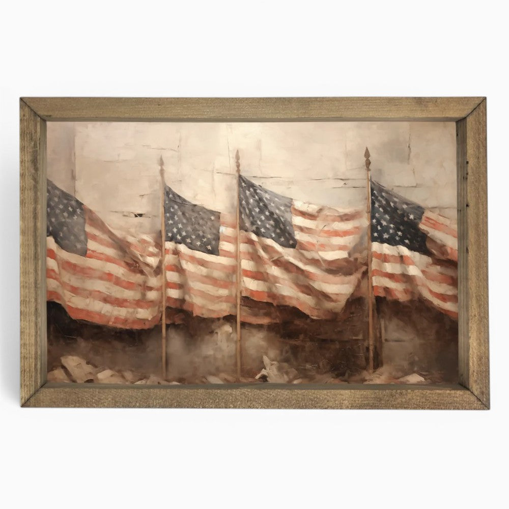 Four Watercolor Flags Framed Art