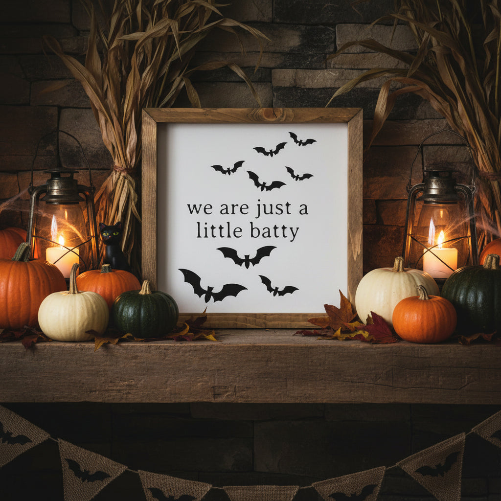 Just A Little Batty Framed Wood Print
