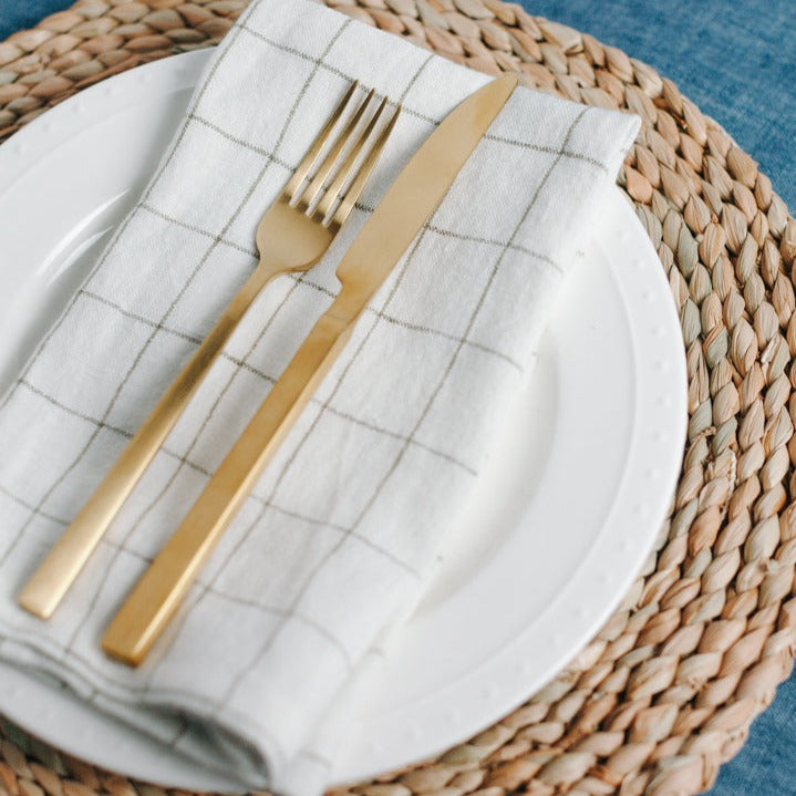 Stone Washed Linen Windowpane Napkin