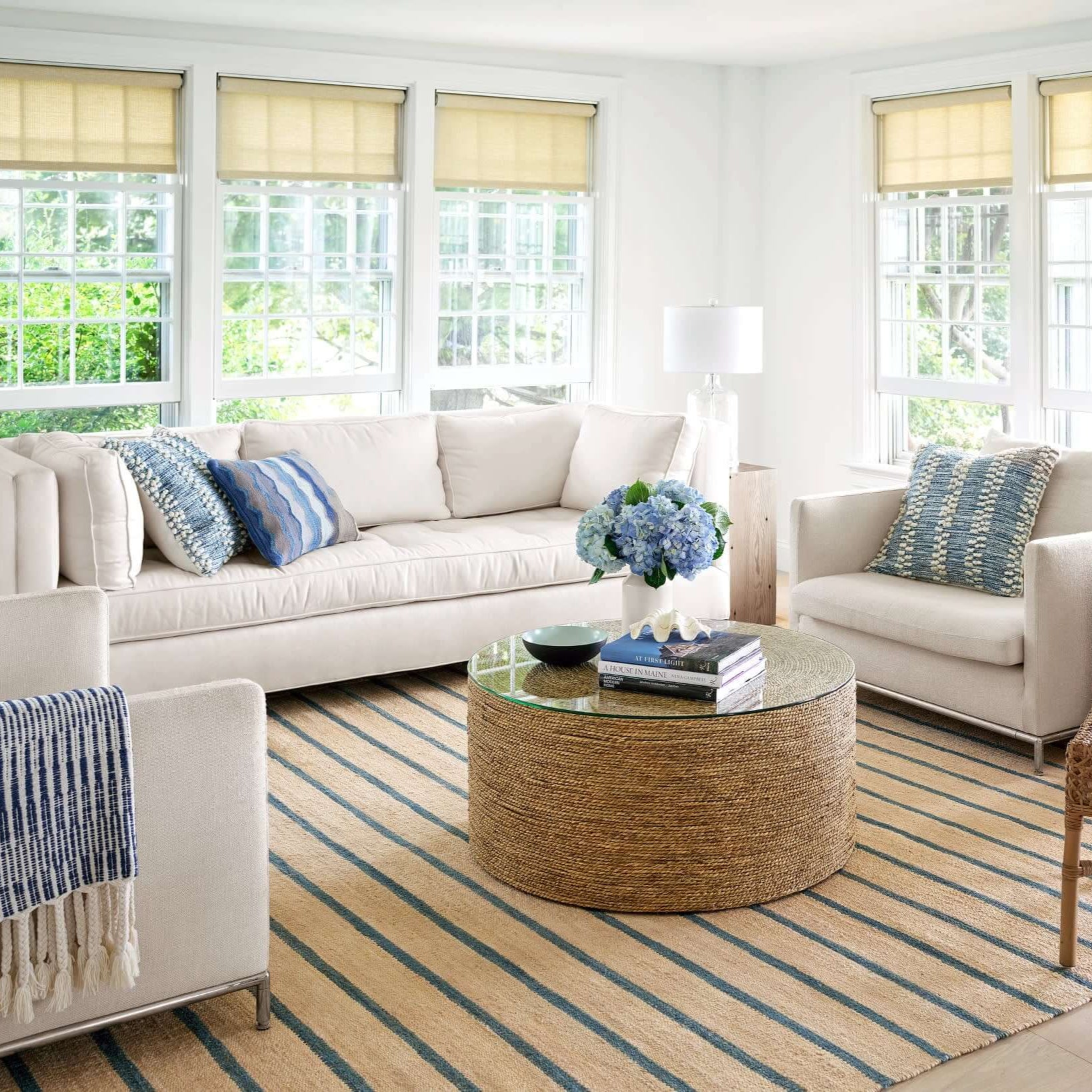 Pine Cone Hill Hobnail Blue Stripe Indoor/Outdoor Decorative Pillow