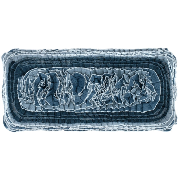 Pine Cone Hill Denim Ruffle Blue Decorative Pillow Cover