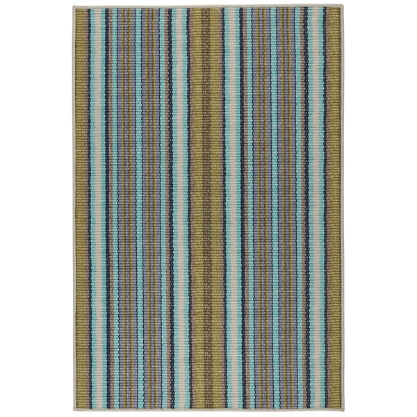 Treehouse Stripe Green Machine Washable Rug