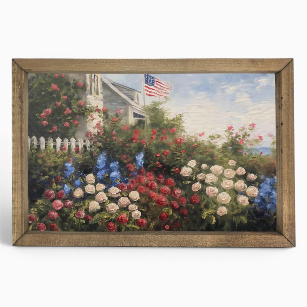 Patriotic Flowers Framed Art