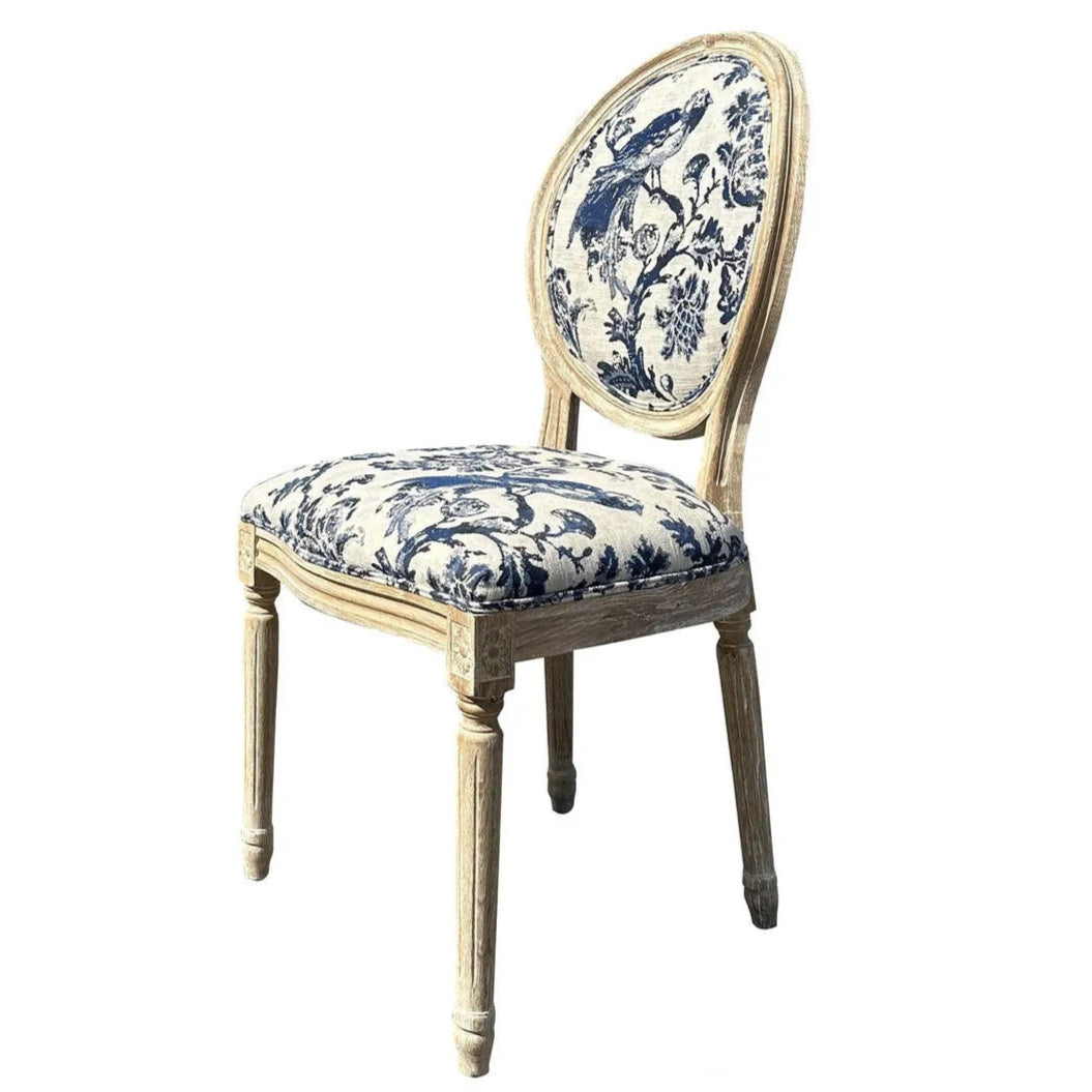 Blue Fowl & Fruit Jacquard Dining Chair Set