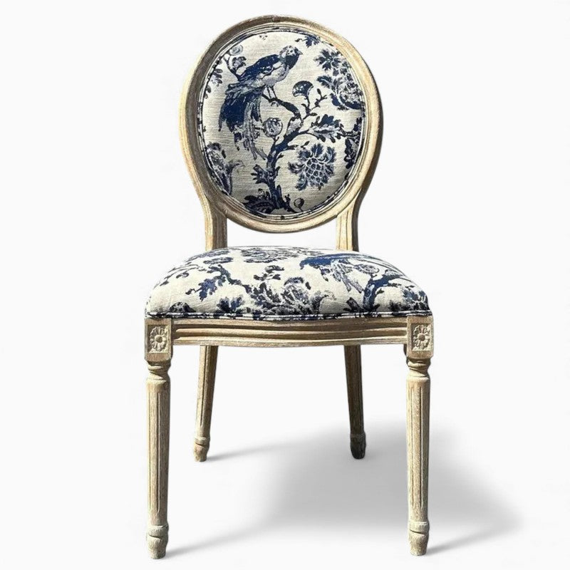 Blue Fowl & Fruit Jacquard Dining Chair Set