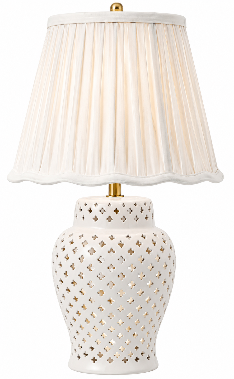 Ivory Pierced Diamond Porcelain Rechargeable Lamp