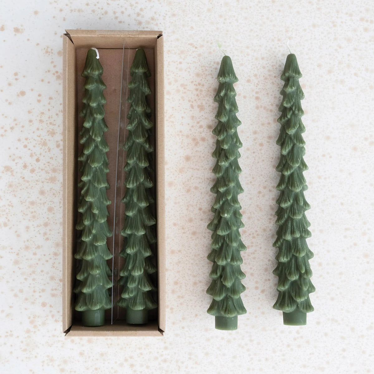Unscented Tree Shaped Taper Candles Set