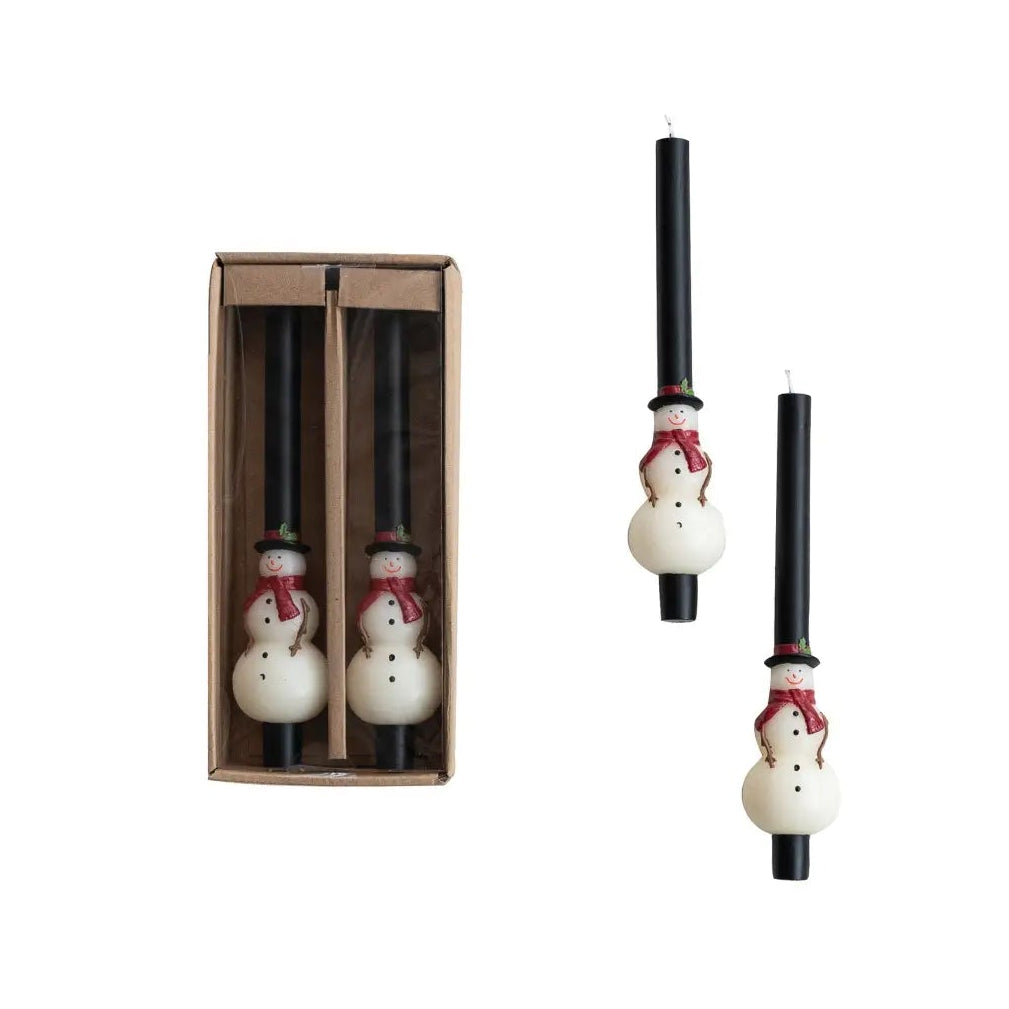 Snowman Shaped Taper Candle Set