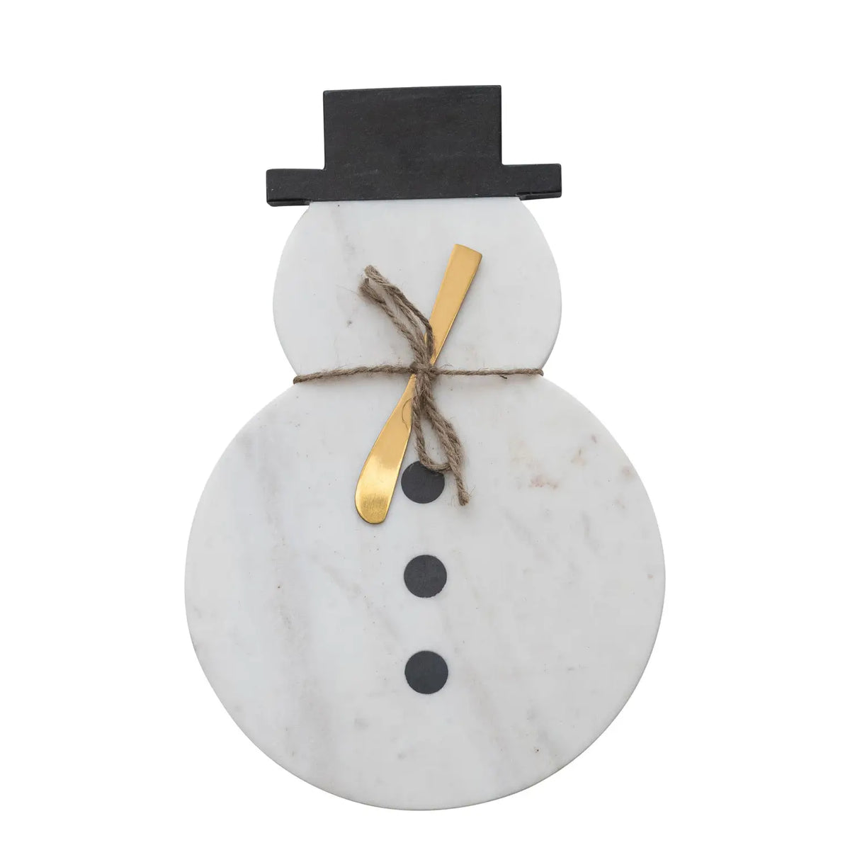 Marble Snowman & Canape Knife Board Set