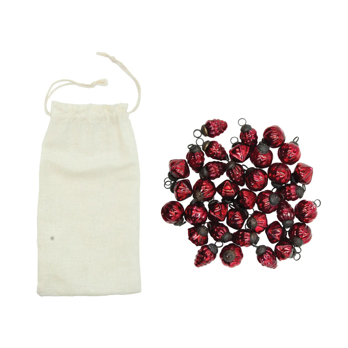 Red Mercury Glass Ornaments Set