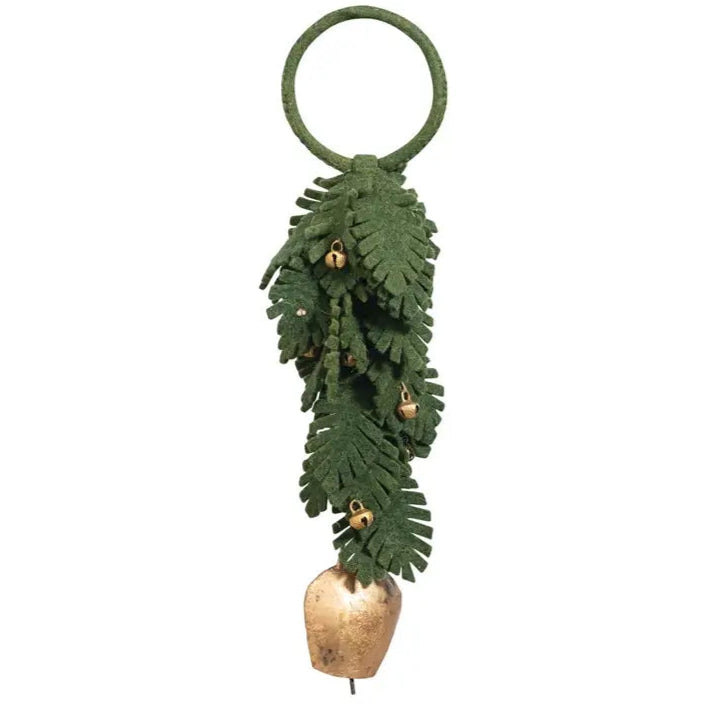 Wool Felt Leaves Door Hanger With Metal Bells