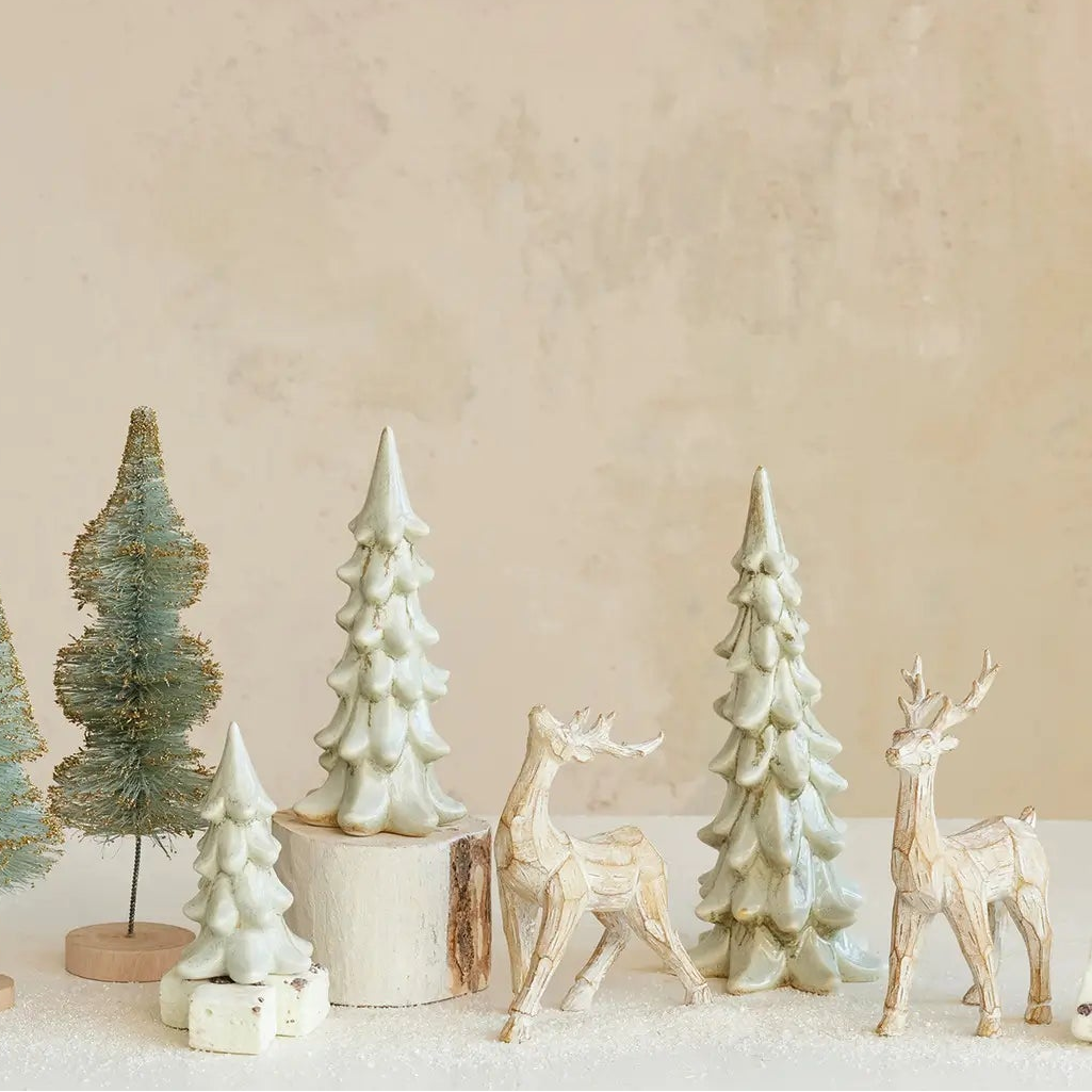 Light Green Reactive Glaze Stoneware Tree