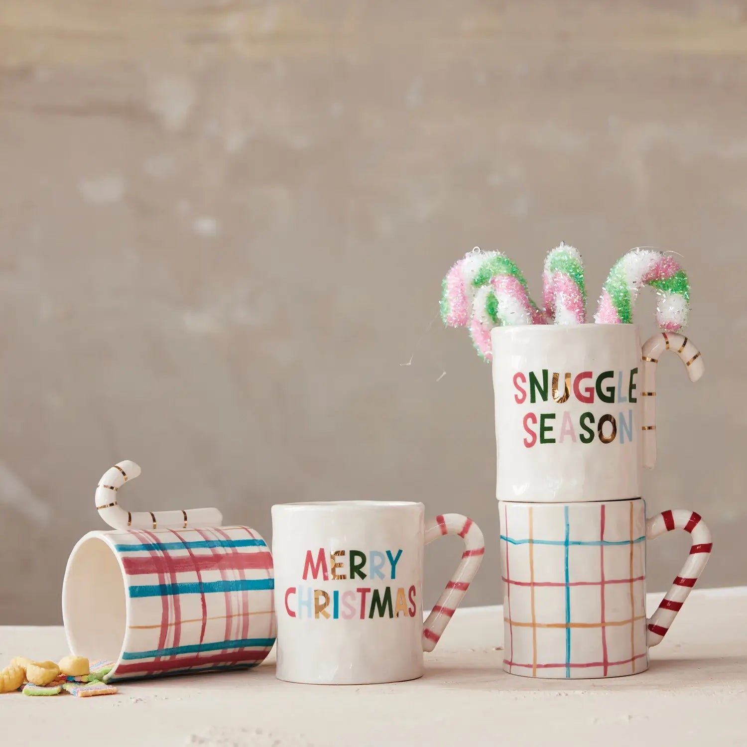 Whimsical Mug With Candy Cane Handle