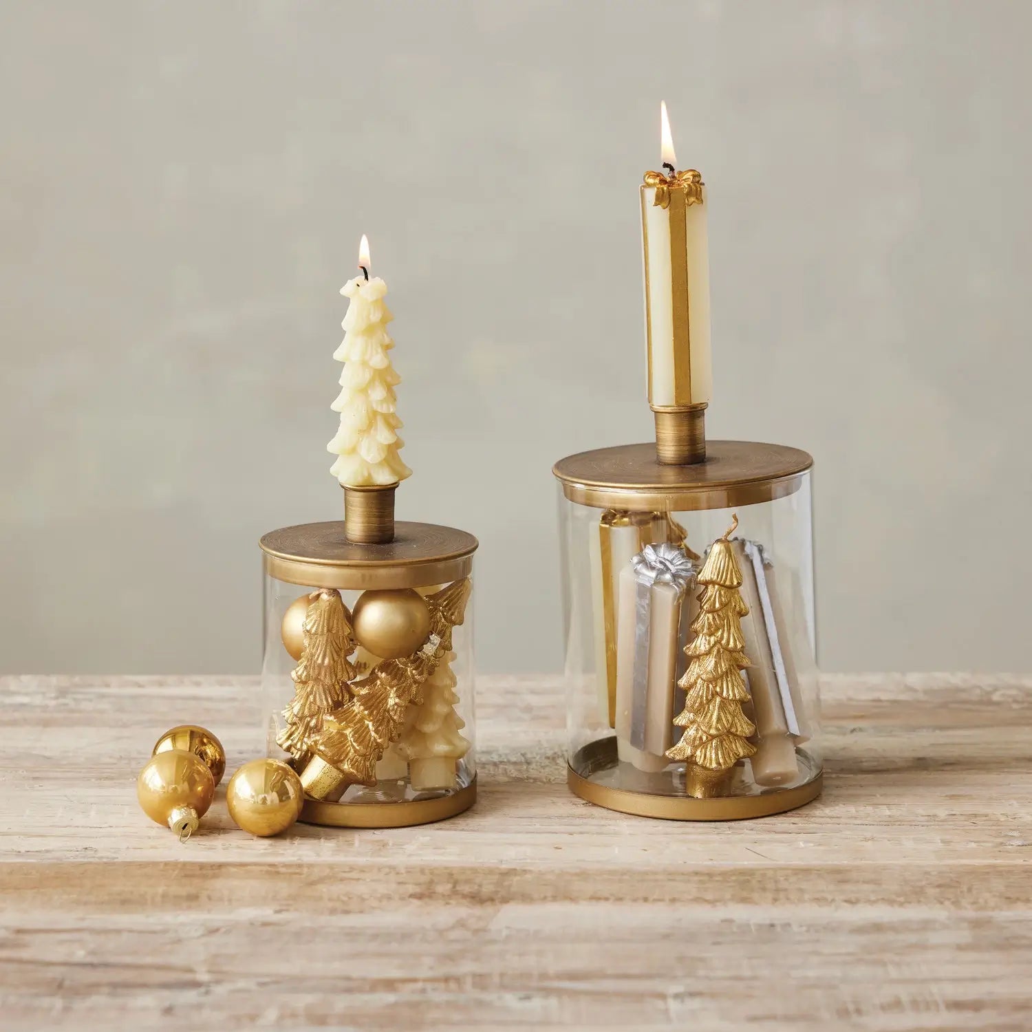 Metal & Glass Gold Taper Holder