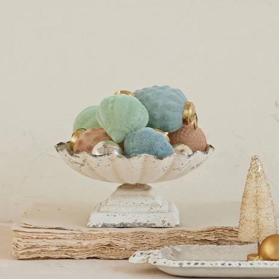 Painted Cast Iron Scalloped Footed Dish