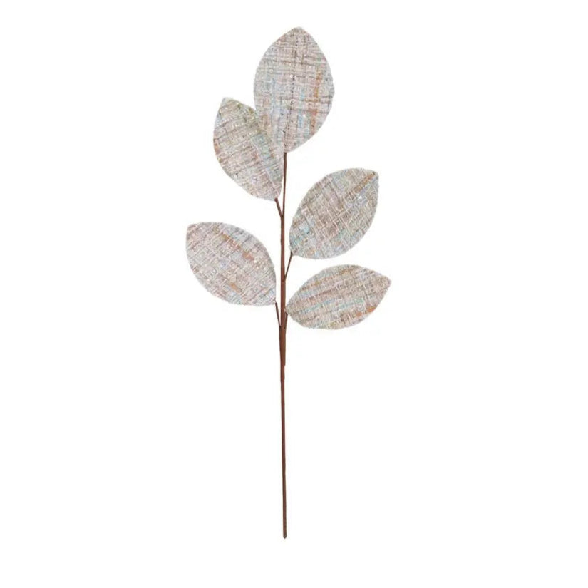 Fabric Tweed Poinsettia & Leaf Stem