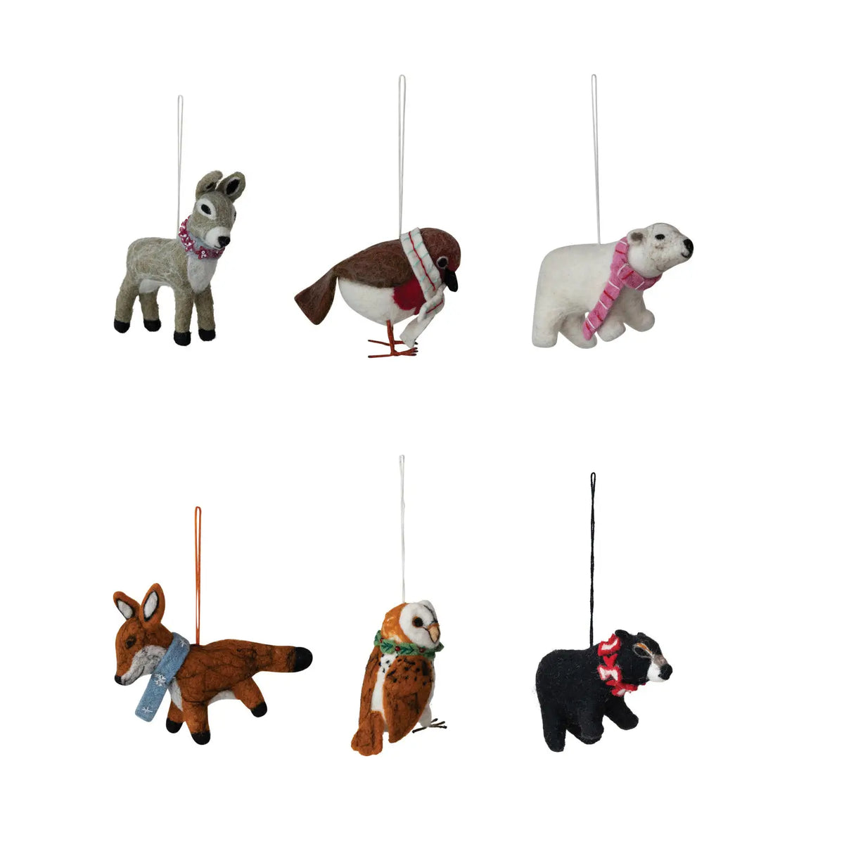 Wool Felt Animal & Scarf Ornament