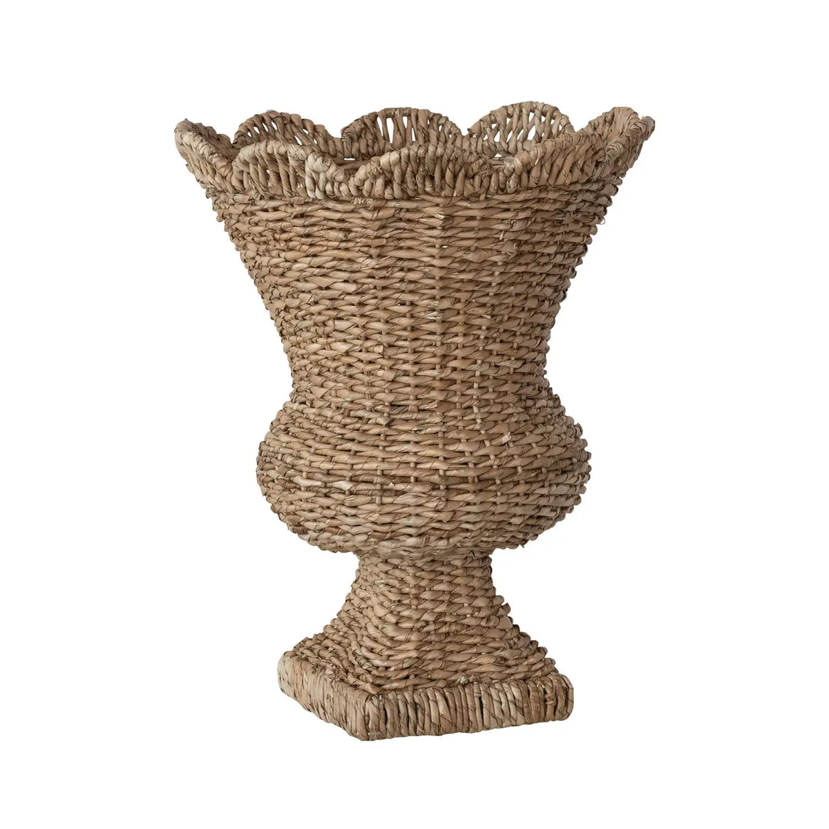 Hand Woven Rattan Scalloped Urn