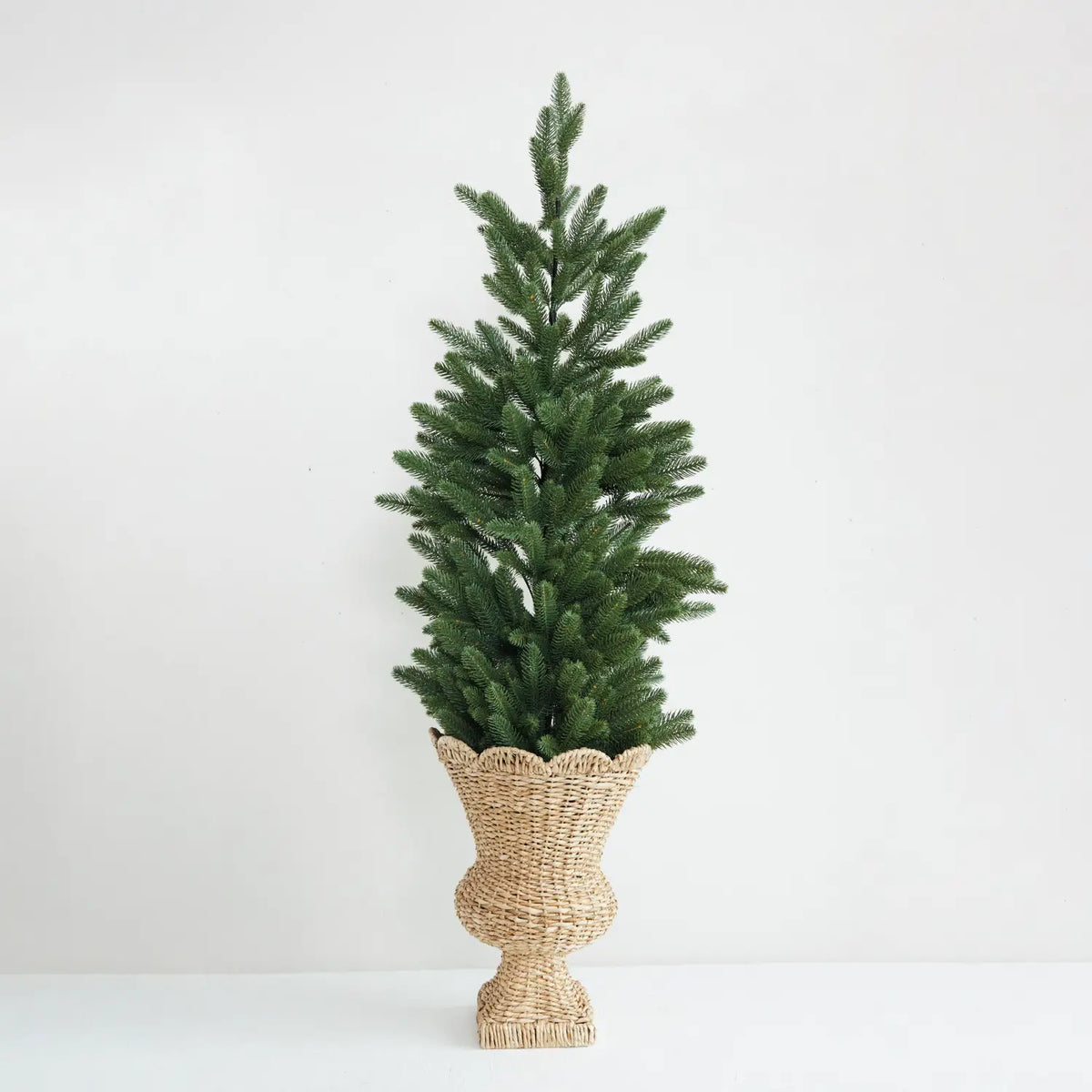Hand Woven Rattan Scalloped Urn