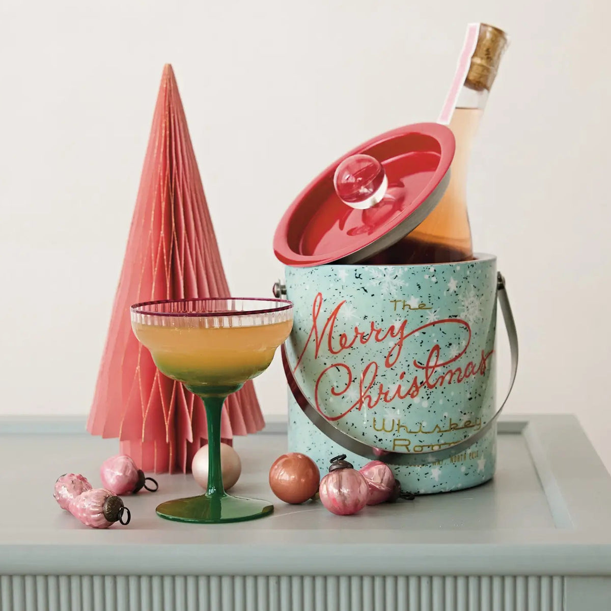 Enameled Merry Christmas Ice Bucket