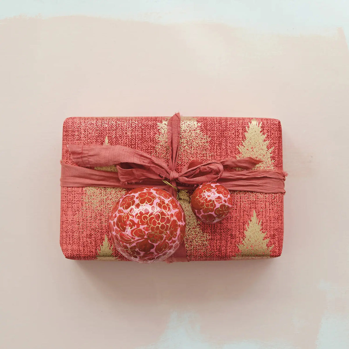 Paper Mache Flower & Tassel Ball Ornament