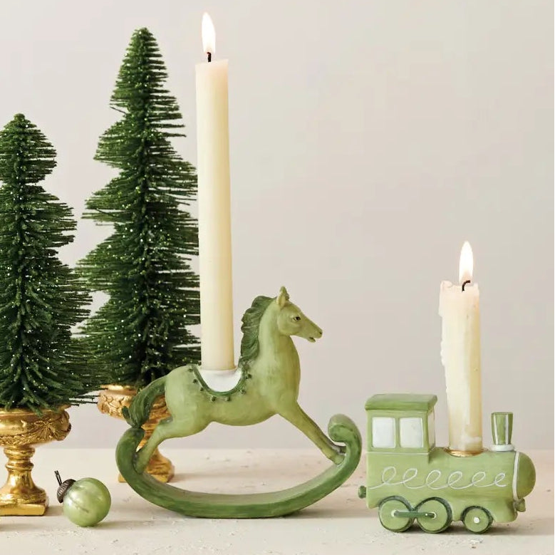 Resin Train & Rocking Horse Shaped Taper Holder