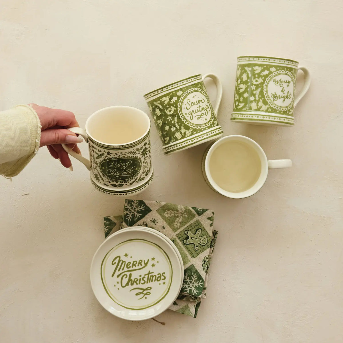 Green Holiday Stoneware Mug