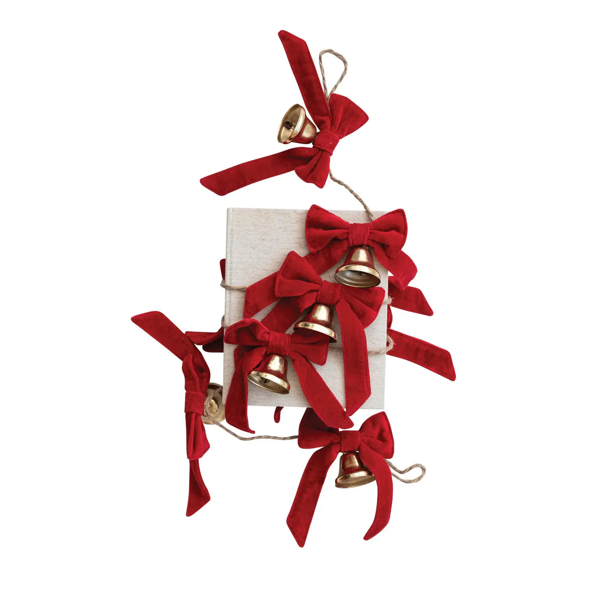 Velvet Bows & Metal Bell Garland