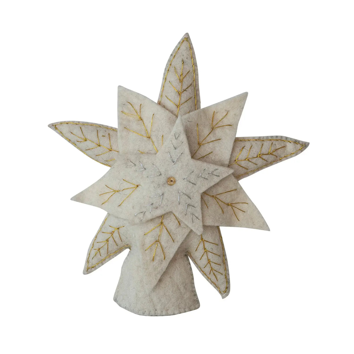 Wool Felt Metallic Embroidered Star Tree Topper