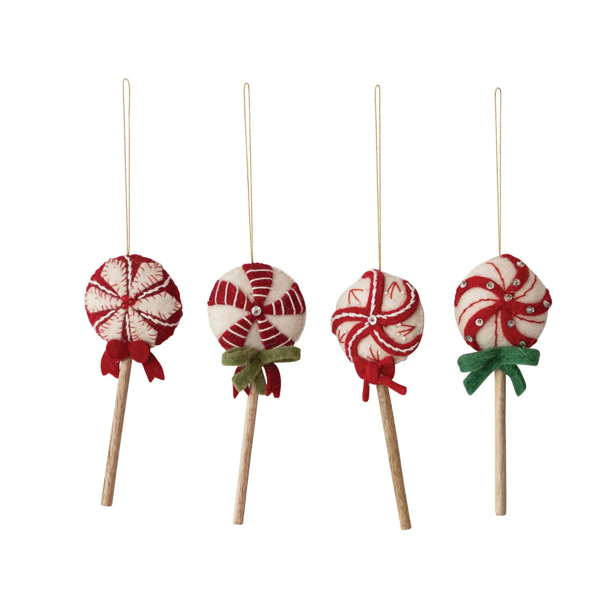 Mango Wood & Wool Felt Lollipop Ornament