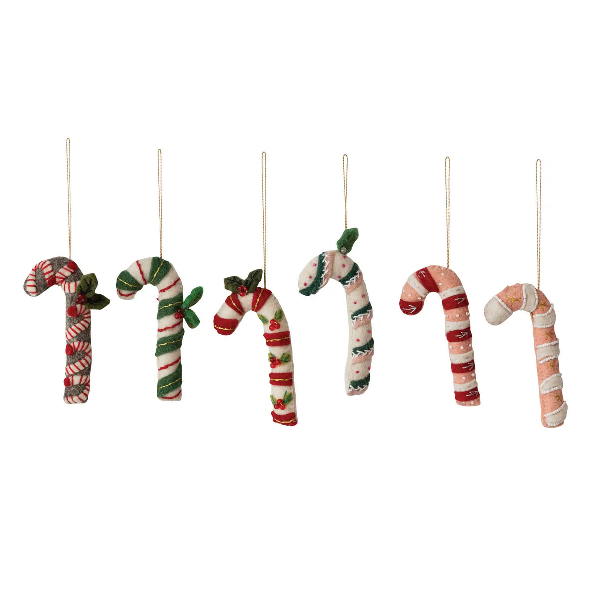Wool Felt Candy Cane Ornament