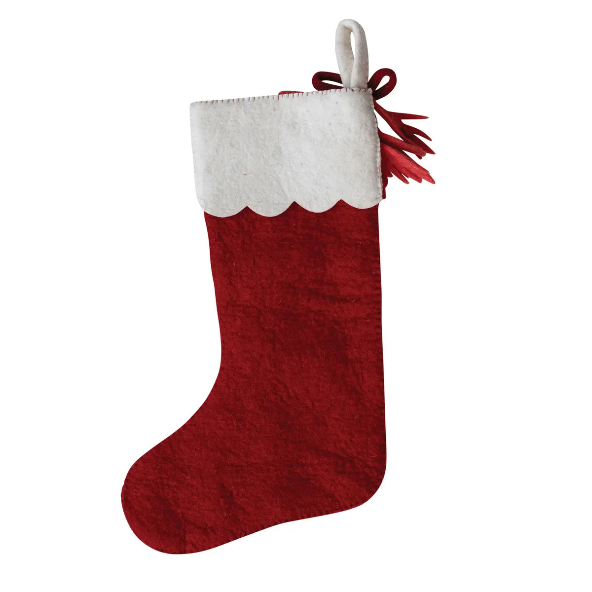 Scalloped Cuff Wool Felt Stocking