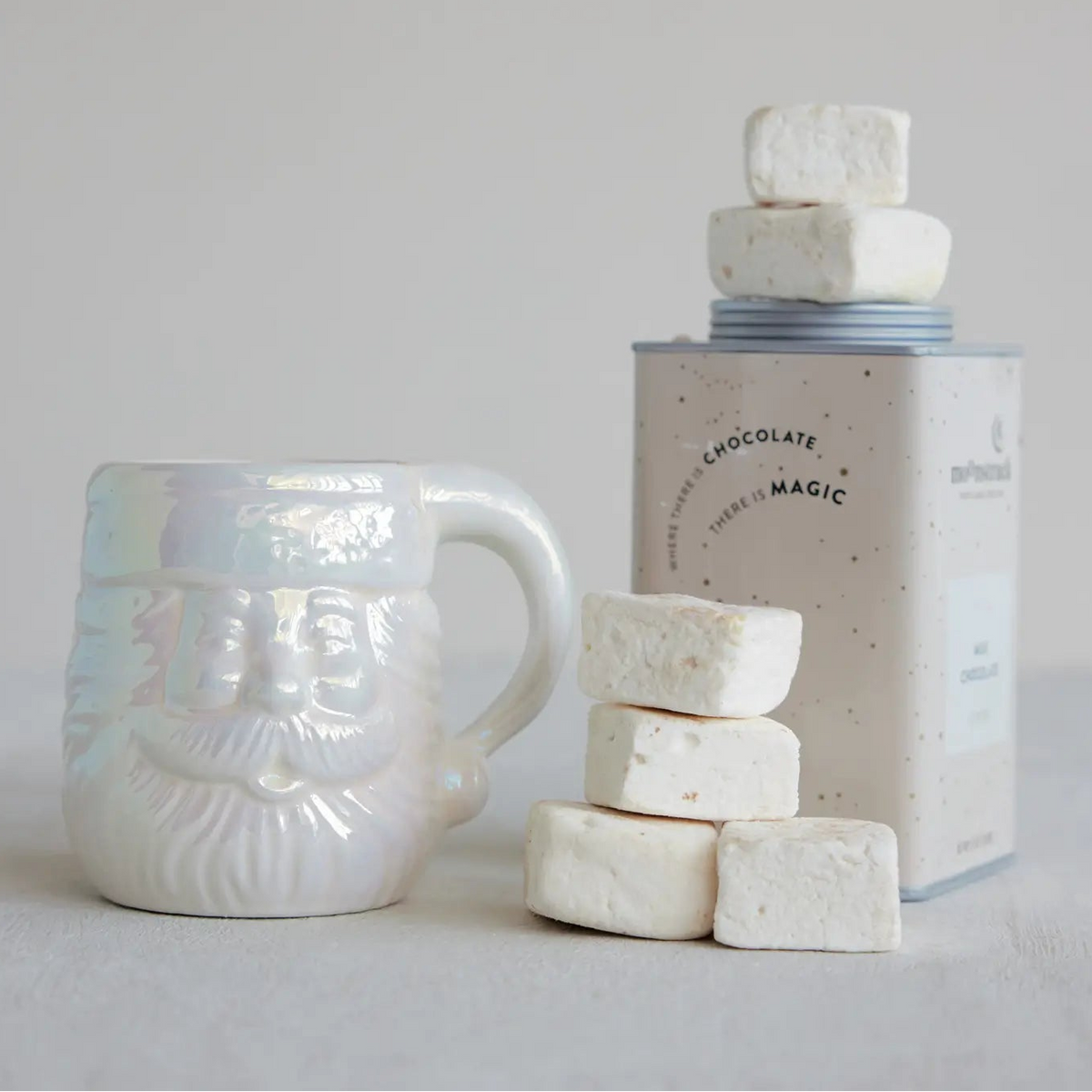 Iridescent Stoneware Santa Mug