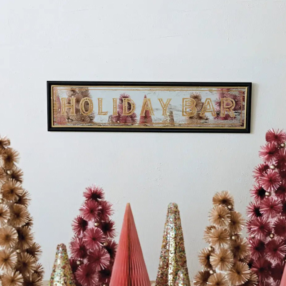 Antiqued Mirror Holiday Bar Wood Framed Print