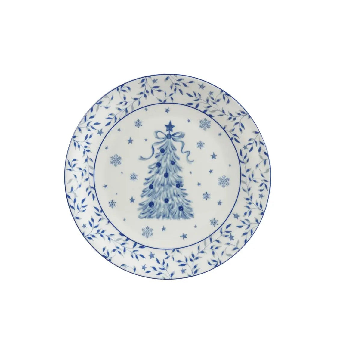 Stoneware Blue & White Tree Plate