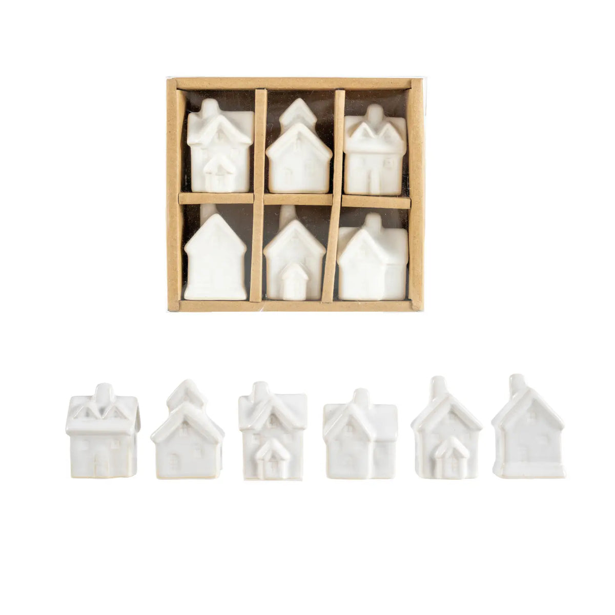 White Stoneware Village Set