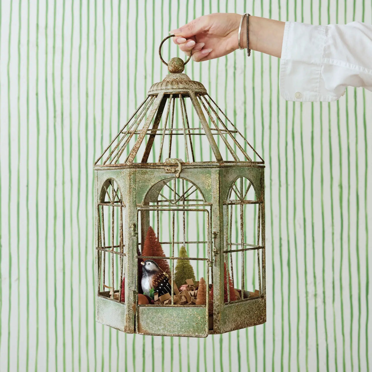 Verdigris Finish Metal Terrarium