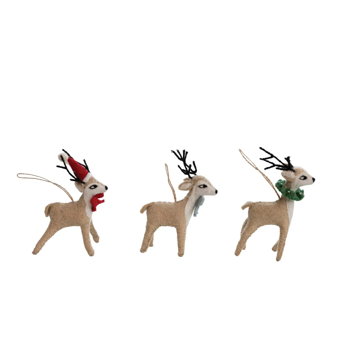 Handmade Wool Felt Reindeer Ornament