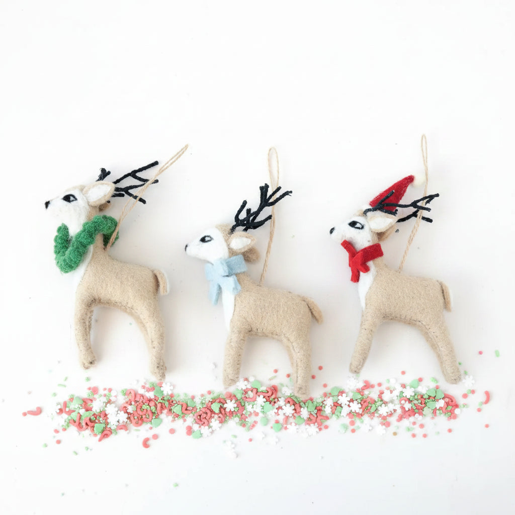 Handmade Wool Felt Reindeer Ornament