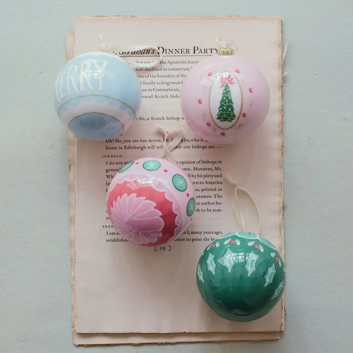 Holiday Image Decoupage Ball Ornament Set