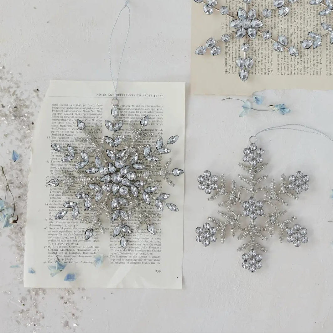 Metal & Glass Beaded Snowflake Ornament