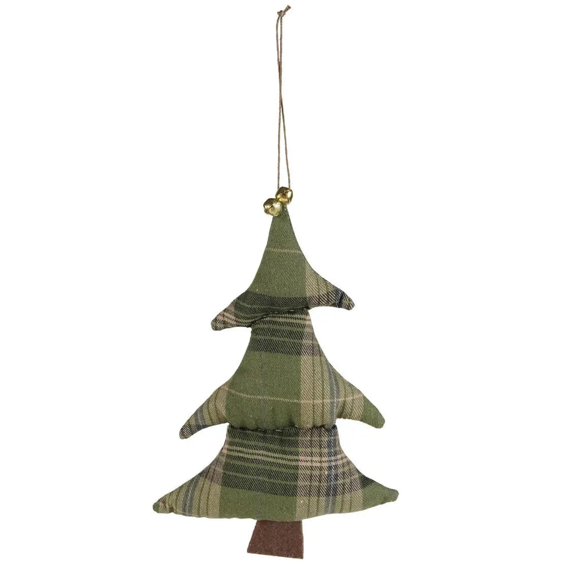 Plaid Fabric Tree With Jingle Bells Ornament