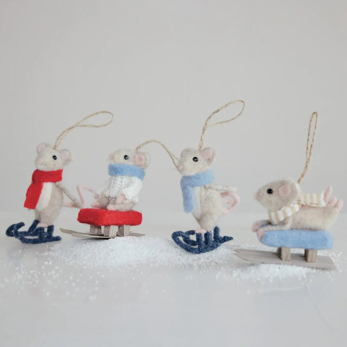 Felt Mouse Sledding Ornament
