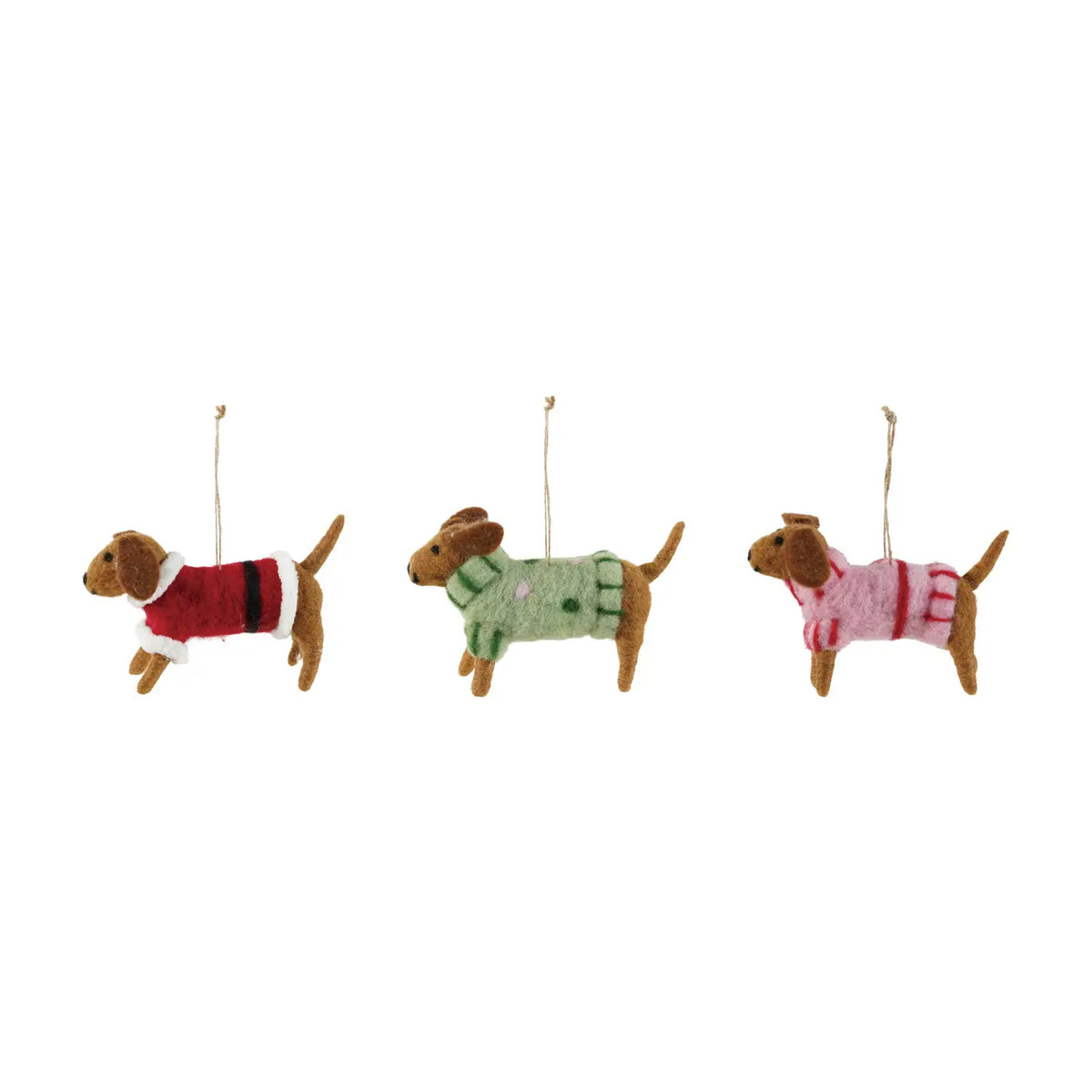 Wool Felt Dachshund In Sweater Ornament