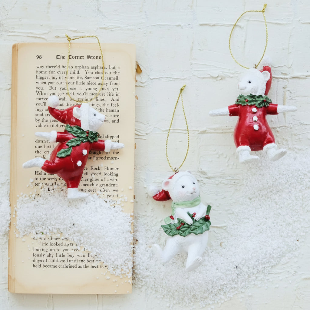 Merry Mouse Resin Ornament Set