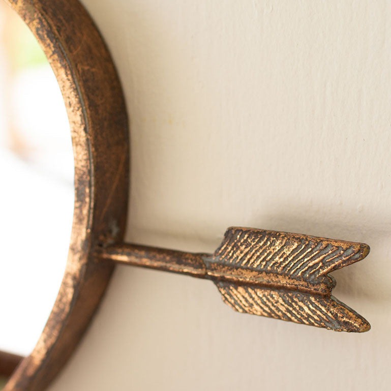 Antiqued Brass Heart Wall Mirror