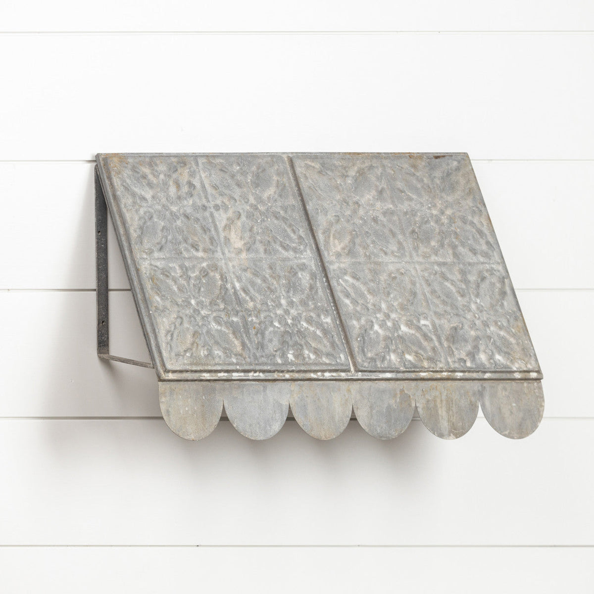 Antiqued Grey Metal Hexagon Ceiling Tin Tile Awning 24&quot;