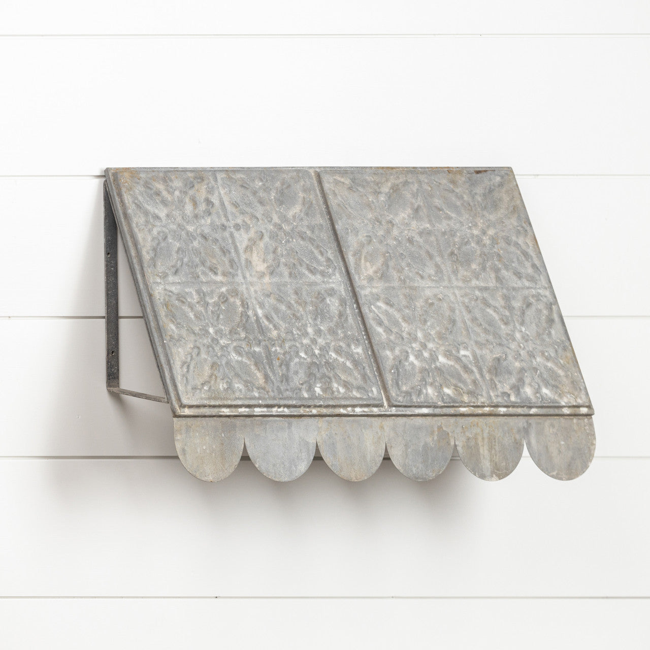 Antiqued Grey Metal Hexagon Ceiling Tin Tile Awning 24"
